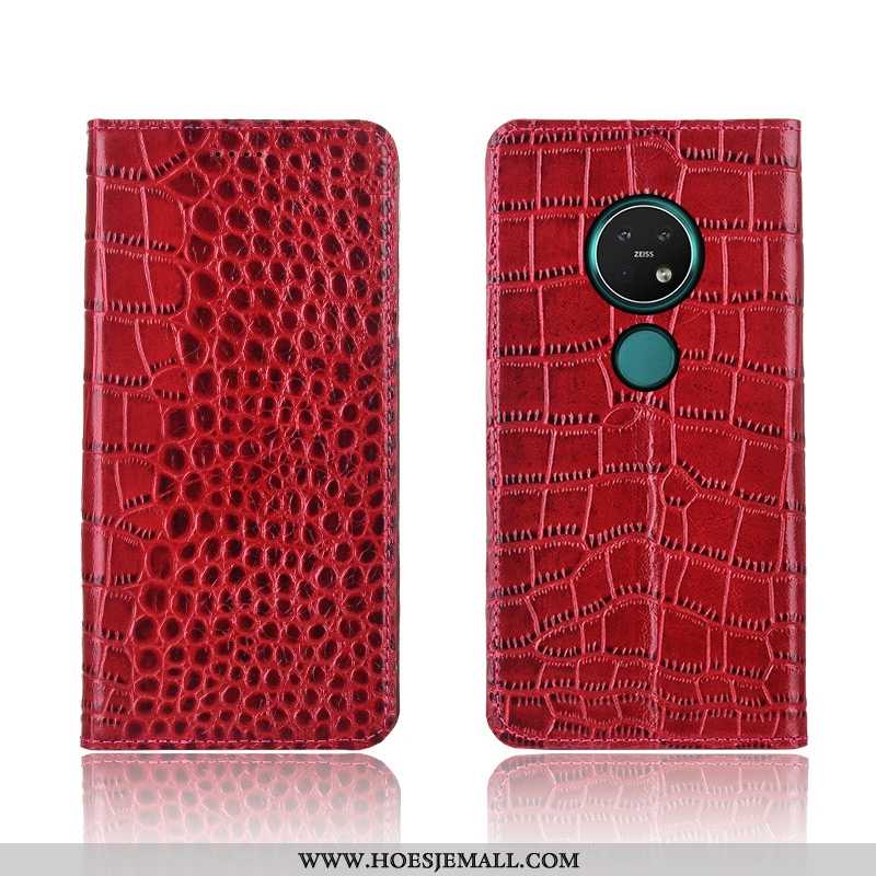 Hoes Nokia 7.2 Leren Hoesje Zacht Bescherming Anti-fall Krokodil All Inclusive Rood