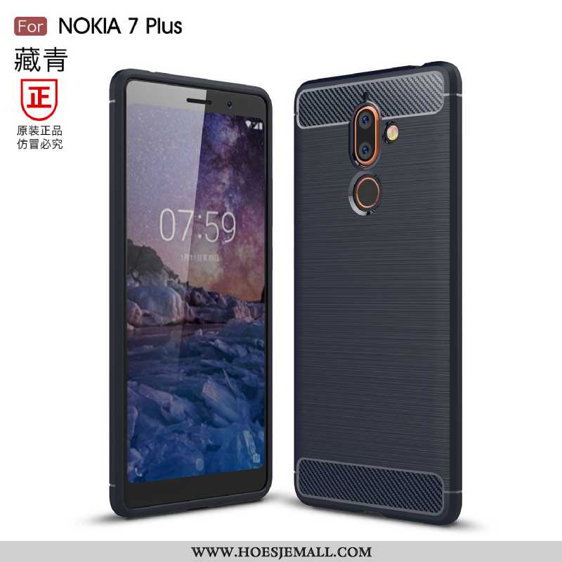 Hoes Nokia 7 Plus Bescherming Mode Hoesje Siliconen Fiber Eenvoudige Rood