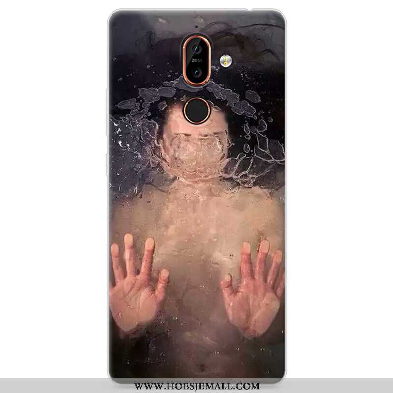 Hoesje Nokia 7 Plus Siliconen Bescherming Hoes Scheppend Mobiele Telefoon Lovers Anti-fall Geel