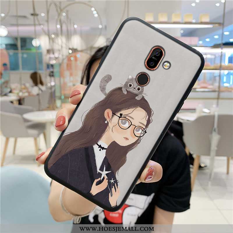 Hoes Nokia 7 Plus Siliconen Bescherming Hoesje Kunst Lovers Grijs