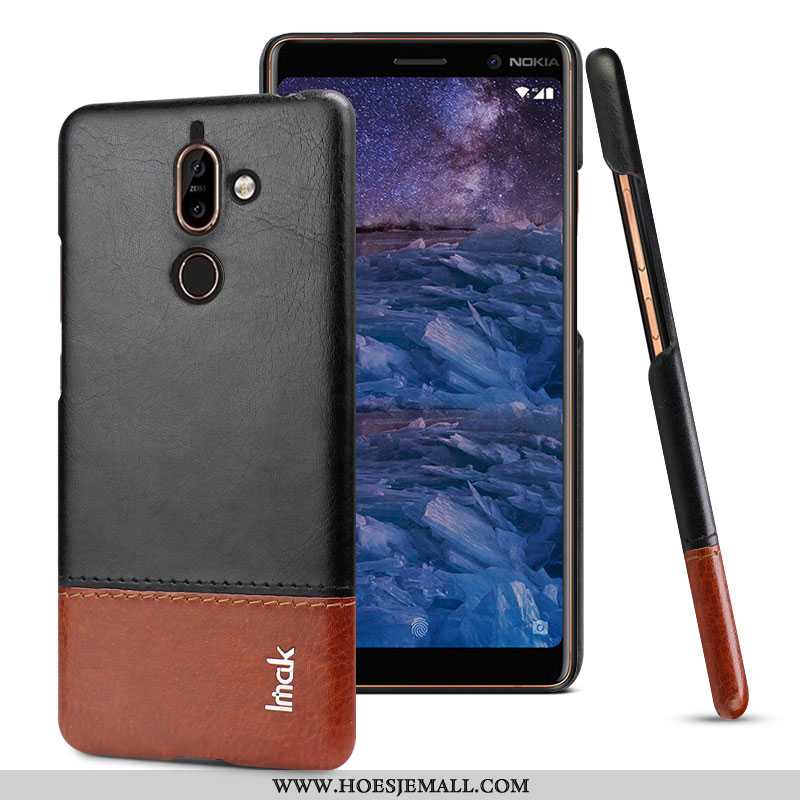 Hoesje Nokia 7 Plus Bescherming Leren Leer Mobiele Telefoon Eenvoudige Hoes Zwarte