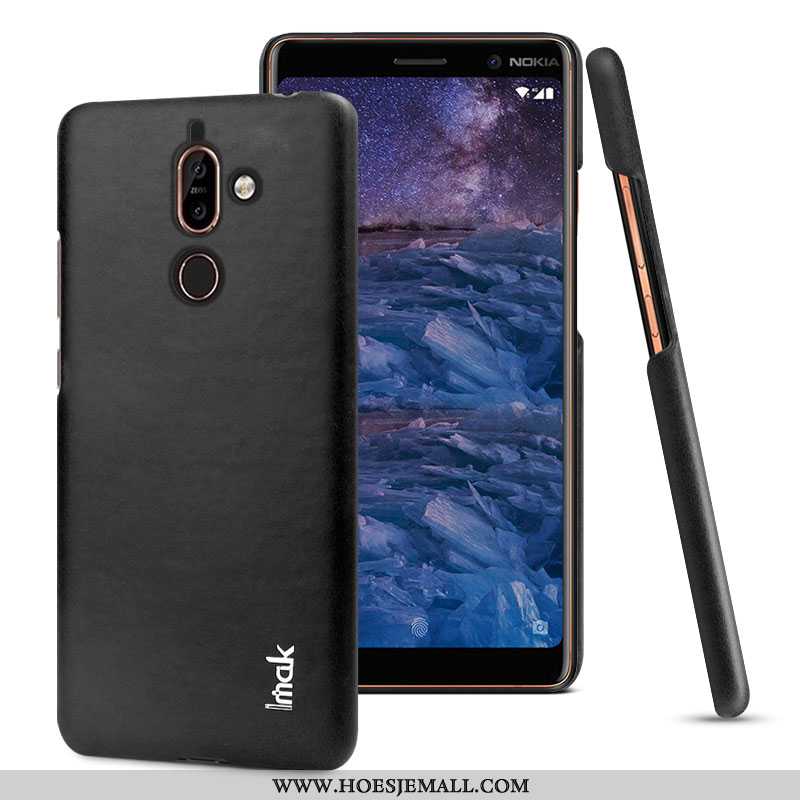 Hoesje Nokia 7 Plus Bescherming Leren Leer Mobiele Telefoon Eenvoudige Hoes Zwarte