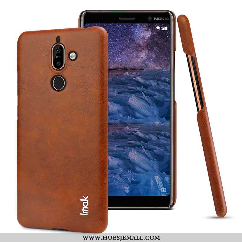 Hoesje Nokia 7 Plus Bescherming Leren Leer Mobiele Telefoon Eenvoudige Hoes Zwarte