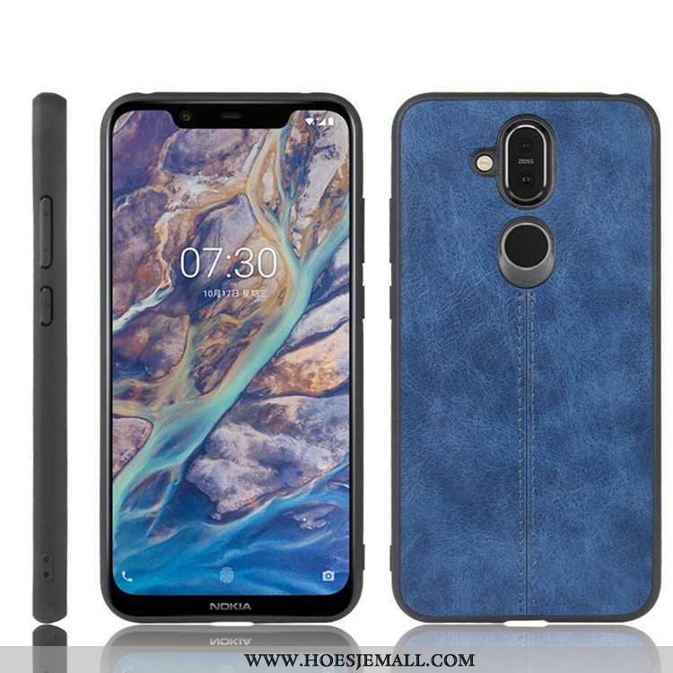 Hoes Nokia 8.1 Bescherming Leer Mobiele Telefoon All Inclusive Hard Hoesje Zwarte