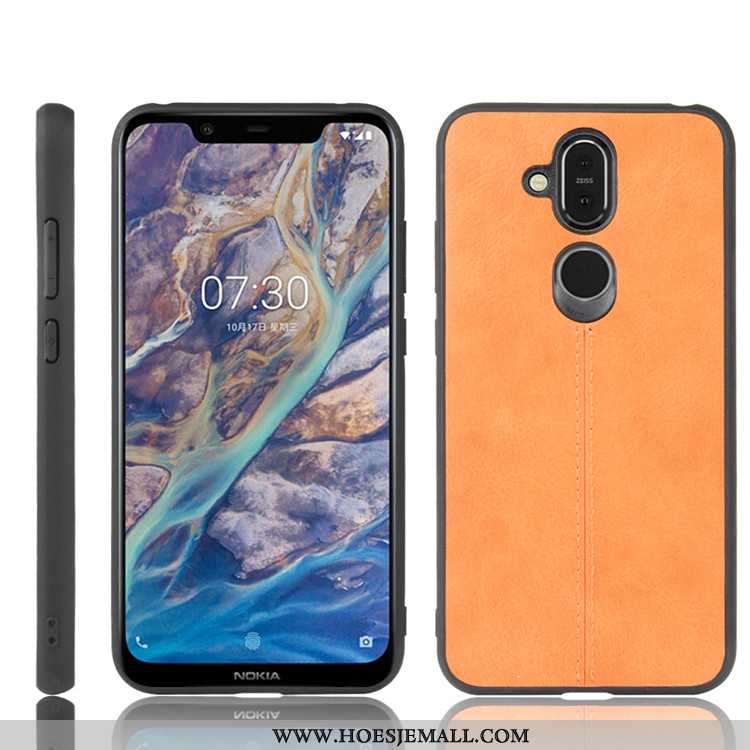 Hoes Nokia 8.1 Bescherming Leer Mobiele Telefoon All Inclusive Hard Hoesje Zwarte