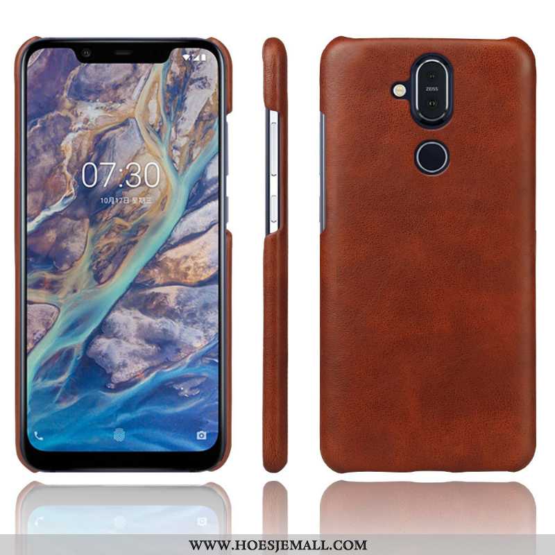 Hoesje Nokia 8.1 Leren Leer Mobiele Telefoon Rood Hoes Kwaliteit