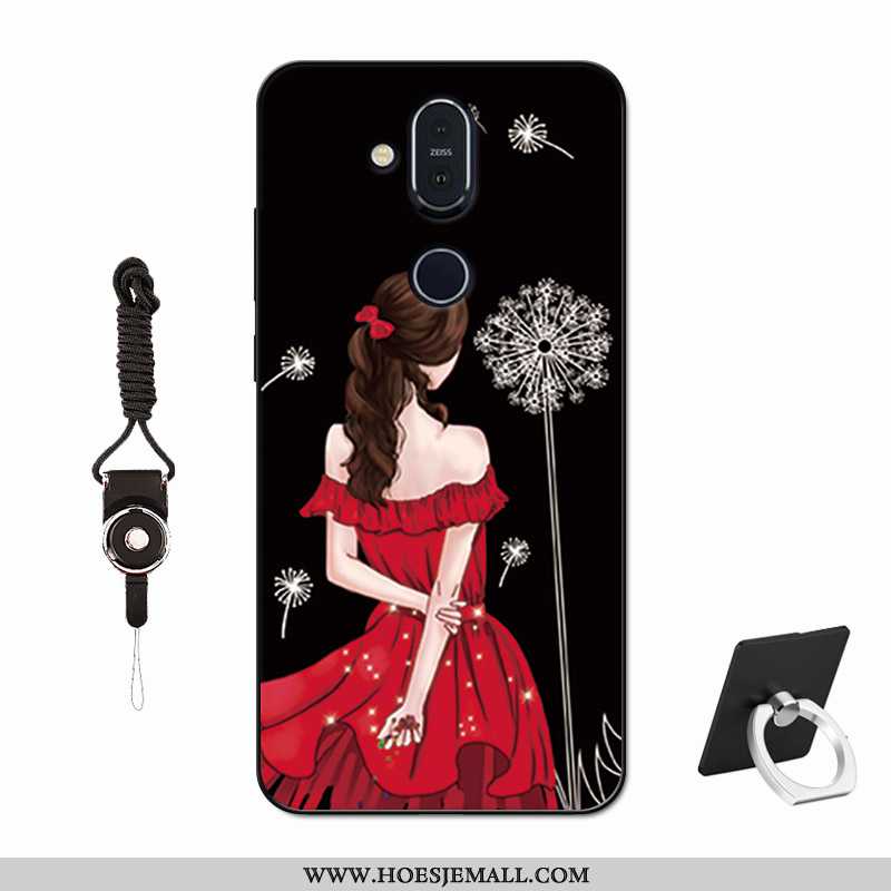 Hoes Nokia 8.1 Bescherming Glas Lovers Net Red Tempereren Hoesje Zacht Purper