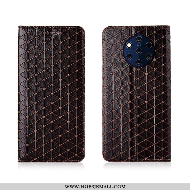 Hoesje Nokia 9 Pureview Leren Zacht Khaki Clamshell Anti-fall Hoes