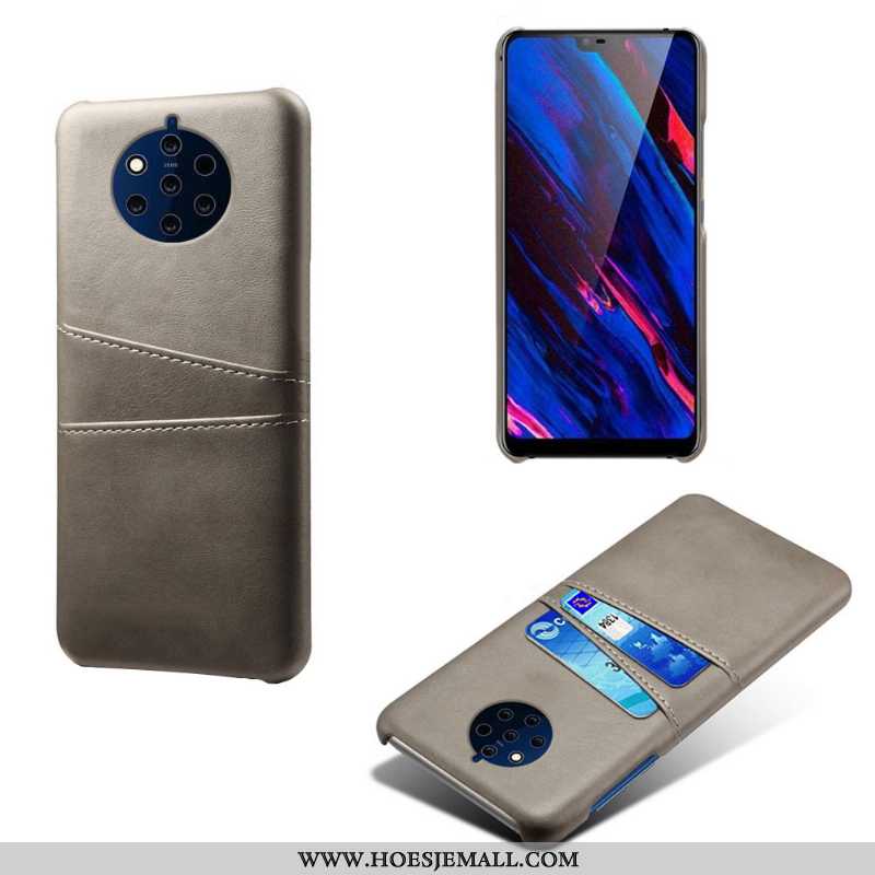 Hoesje Nokia 9 Pureview Leer Kwaliteit Anti-fall Grijs Mobiele Telefoon Kaart