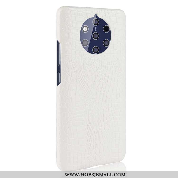 Hoesje Nokia 9 Pureview Bescherming Leer Krokodil Donkerblauw Kwaliteit Patroon Donkerblauwe