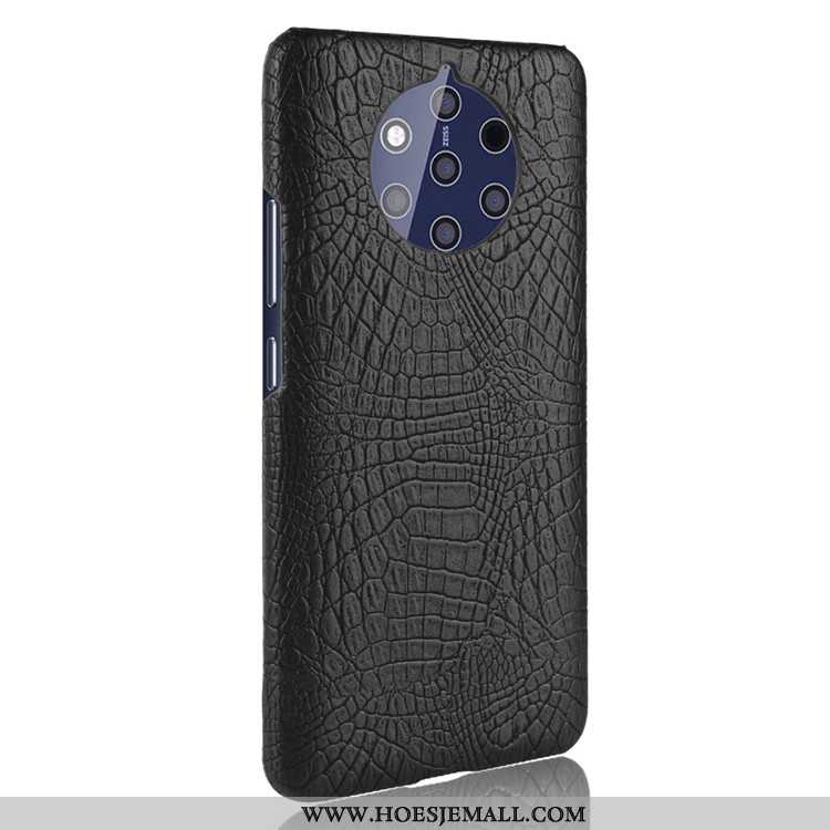 Hoesje Nokia 9 Pureview Bescherming Leer Krokodil Donkerblauw Kwaliteit Patroon Donkerblauwe