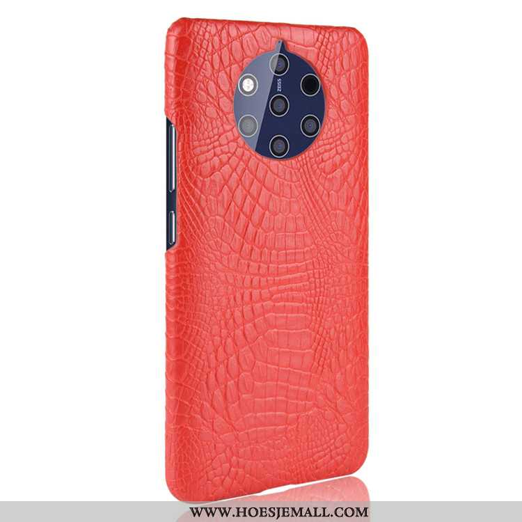 Hoesje Nokia 9 Pureview Bescherming Leer Krokodil Donkerblauw Kwaliteit Patroon Donkerblauwe