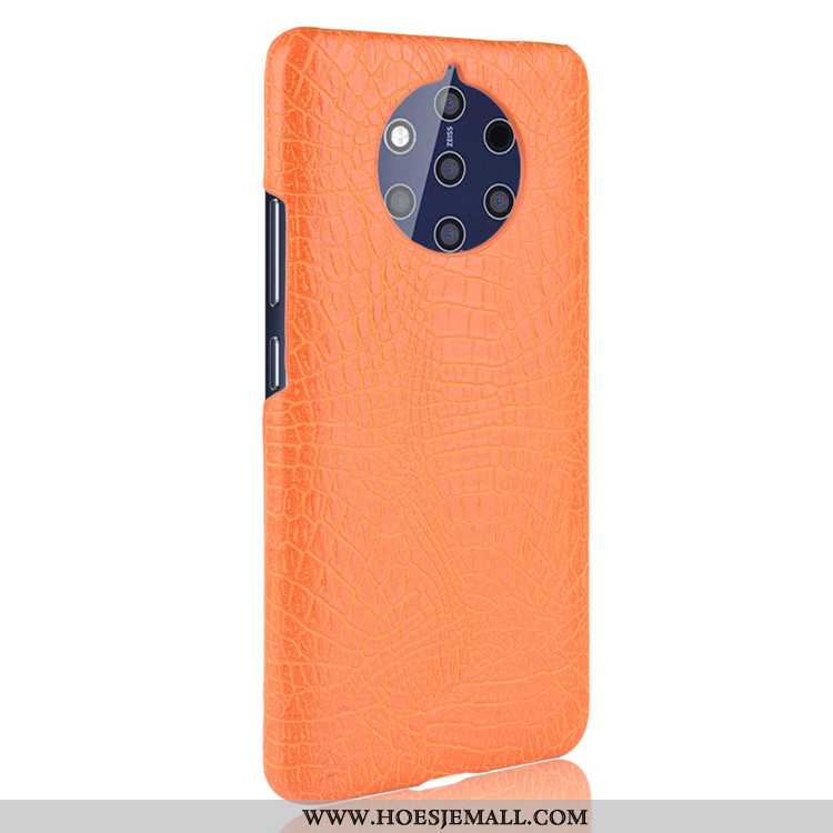 Hoesje Nokia 9 Pureview Bescherming Leer Krokodil Donkerblauw Kwaliteit Patroon Donkerblauwe