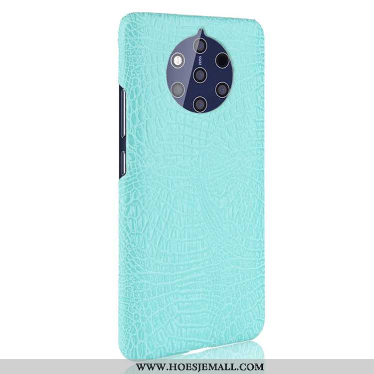 Hoesje Nokia 9 Pureview Bescherming Leer Krokodil Donkerblauw Kwaliteit Patroon Donkerblauwe