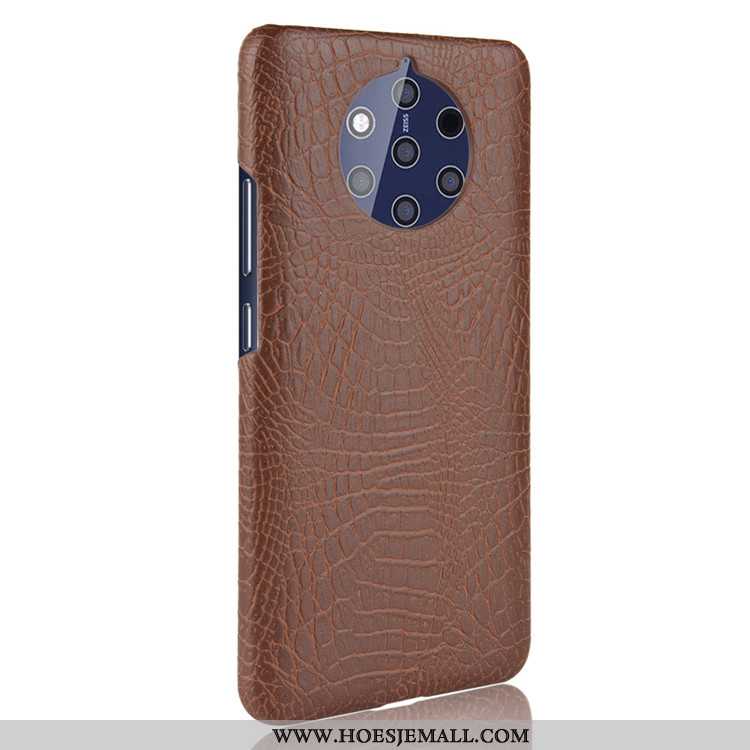 Hoesje Nokia 9 Pureview Bescherming Leer Krokodil Donkerblauw Kwaliteit Patroon Donkerblauwe