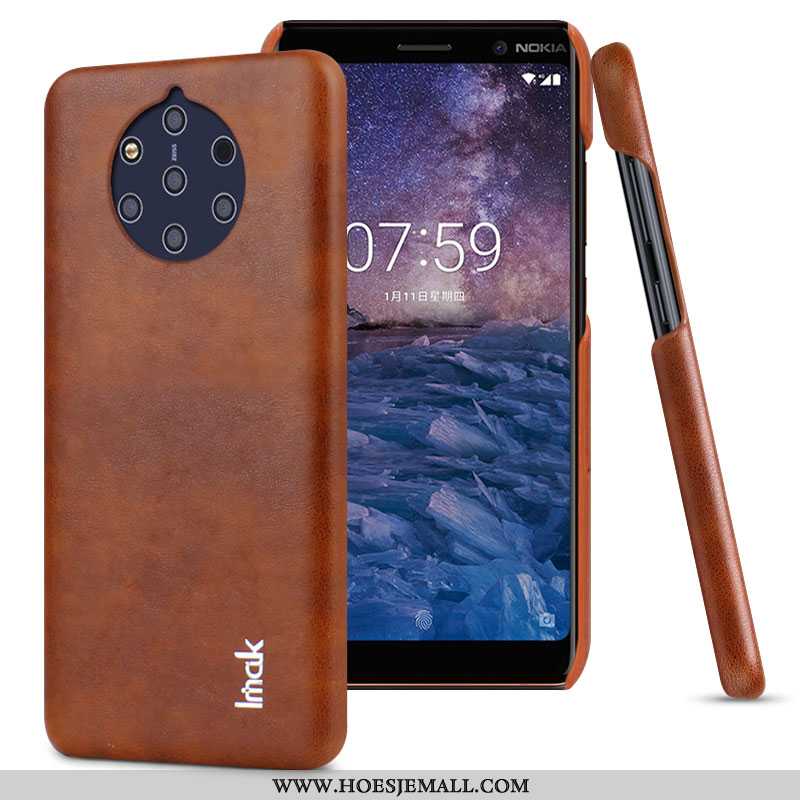 Hoesje Nokia 9 Pureview Leer Trend Mobiele Telefoon Persoonlijk Hoes Anti-fall Bescherming Zwarte