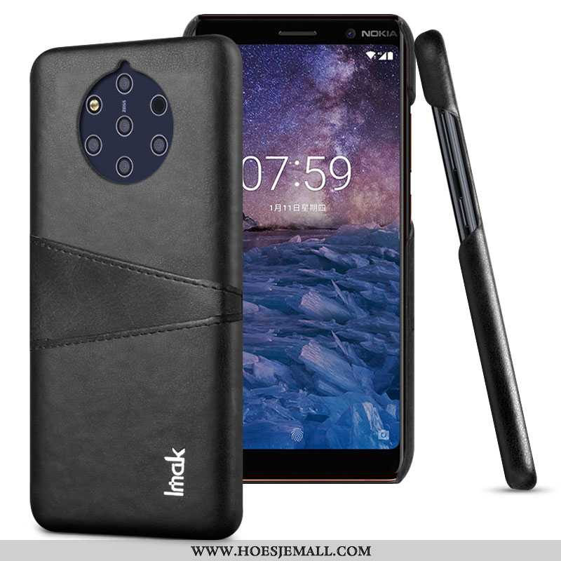 Hoesje Nokia 9 Pureview Leer Trend Mobiele Telefoon Persoonlijk Hoes Anti-fall Bescherming Zwarte