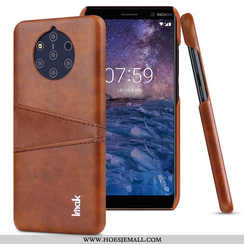 Hoesje Nokia 9 Pureview Leer Trend Mobiele Telefoon Persoonlijk Hoes Anti-fall Bescherming Zwarte