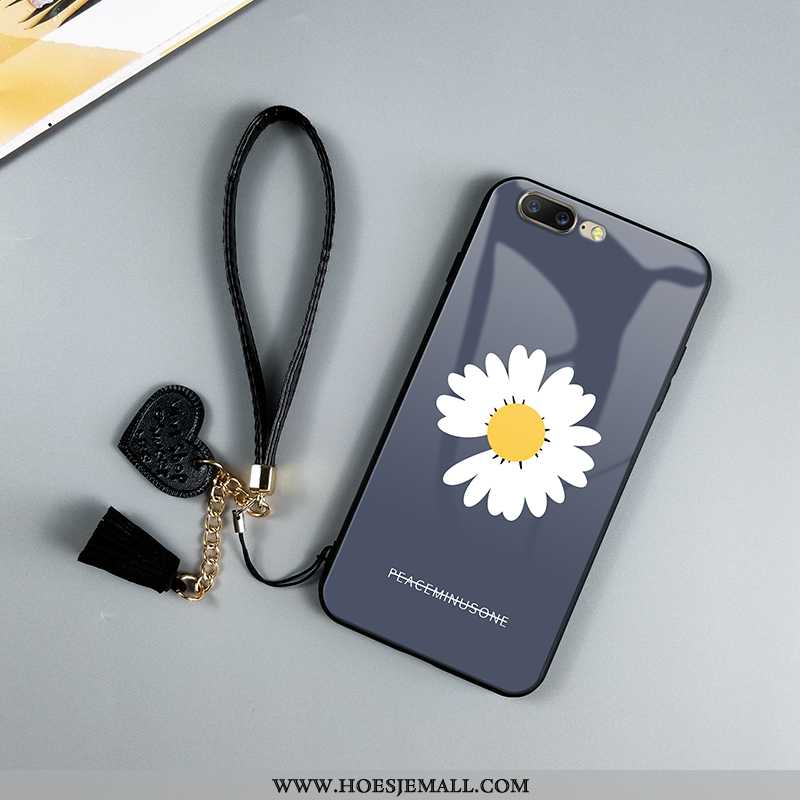 Hoesje Oneplus 5 Bescherming Glas All Inclusive Madeliefjes Anti-fall Spiegel Blauwe