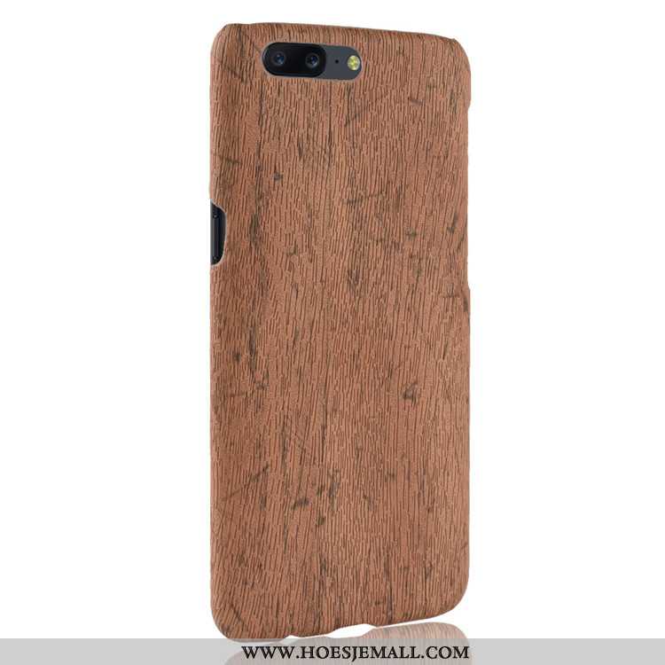 Hoes Oneplus 5 Leer Patroon Vintage Hout Mobiele Telefoon Hoesje Purper