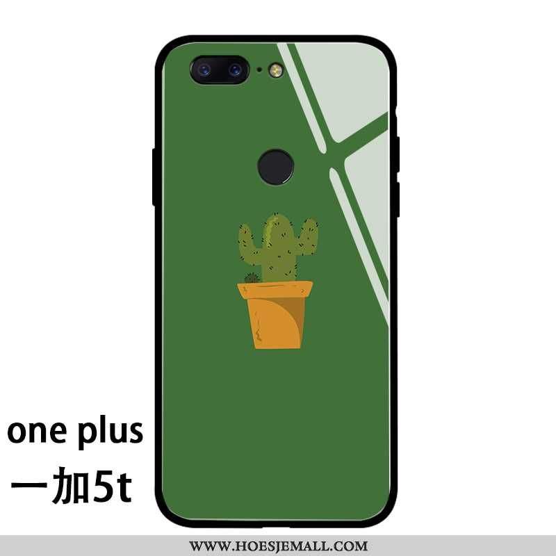 Hoesje Oneplus 5t Spotprent Mooie Mobiele Telefoon Siliconen Bescherming Hoes Anti-fall Groen