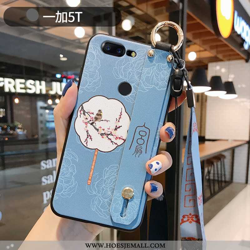 Hoesje Oneplus 5t Schrobben Hanger Bescherming Hoes Chinese Stijl Anti-fall Blauwe