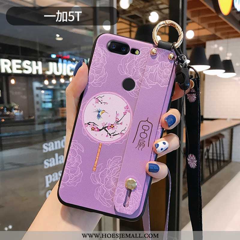 Hoesje Oneplus 5t Schrobben Hanger Bescherming Hoes Chinese Stijl Anti-fall Blauwe