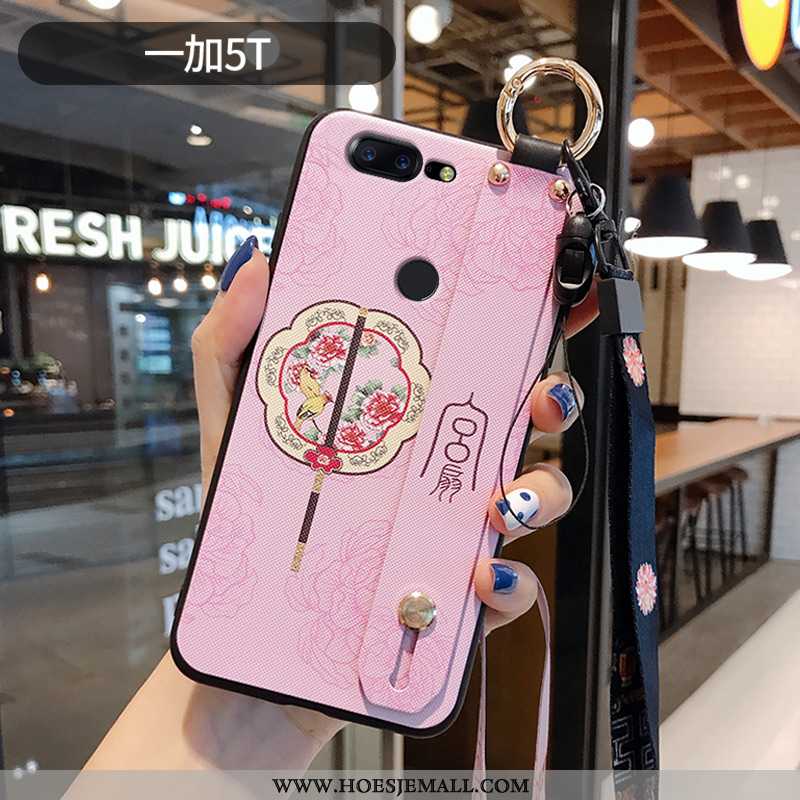 Hoesje Oneplus 5t Schrobben Hanger Bescherming Hoes Chinese Stijl Anti-fall Blauwe