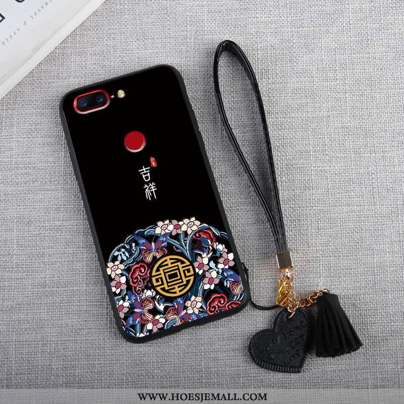 Hoesje Oneplus 5t Hanger Vintage Siliconen Chinese Stijl Kunst Rood Kwasten