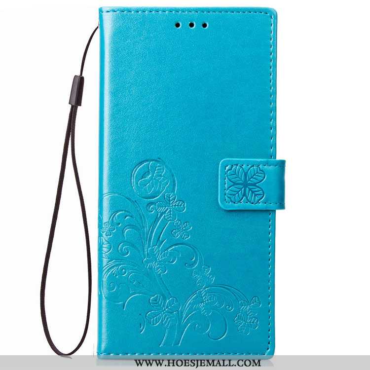 Hoesje Oneplus 6 Bescherming Leren Hoes Blauw All Inclusive Mobiele Telefoon Folio Blauwe