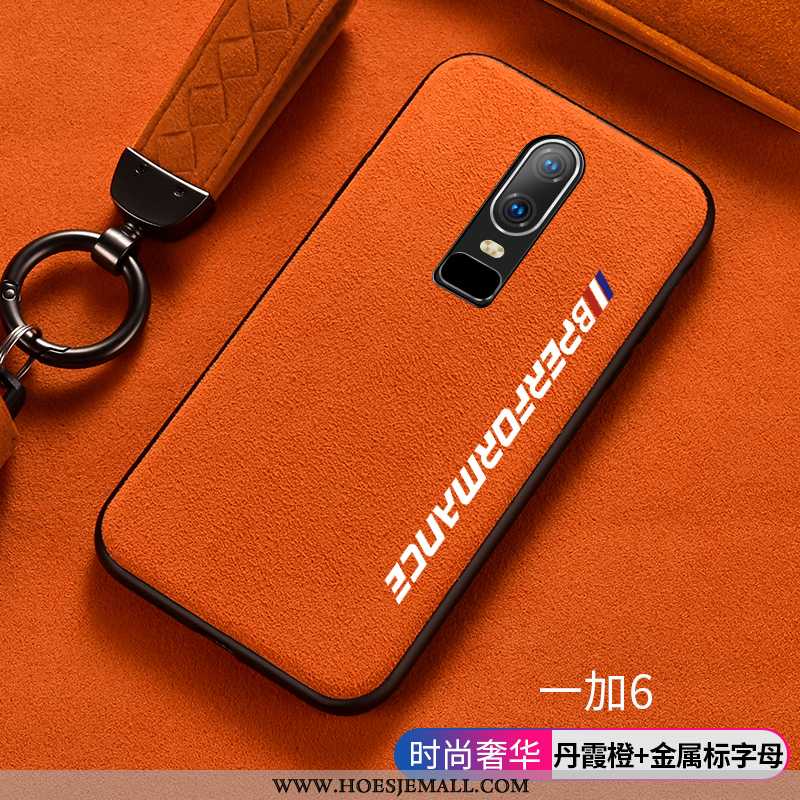 Hoes Oneplus 6 Suede Siliconen Europa Zacht Scheppend Anti-fall Persoonlijk Oranje