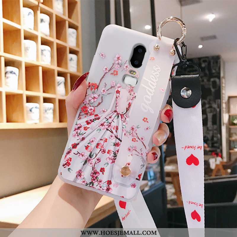 Hoesje Oneplus 6 Hanger Trend Anti-fall Purper Siliconen All Inclusive Bescherming