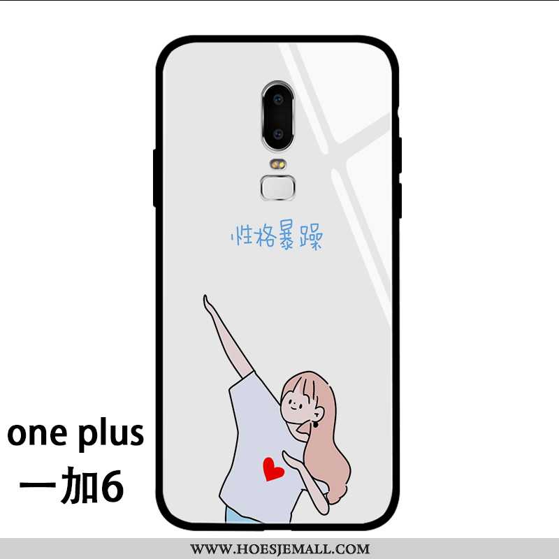 Hoesje Oneplus 6 Glas Persoonlijk Anti-fall Wit Lovers Trend Witte