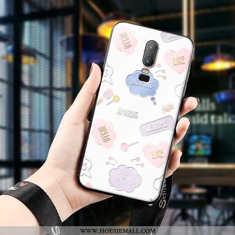 Hoesje Oneplus 6 Super Dun Spotprent Reliëf All Inclusive Roze