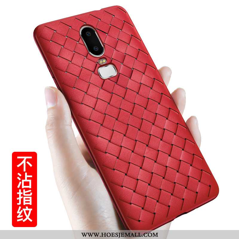 Hoesje Oneplus 6 Super Dun Zacht Patroon Hoes Effen Kleur Rood