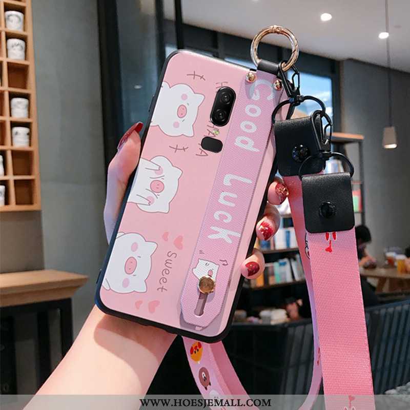 Hoes Oneplus 6 Mooie Trend Mobiele Telefoon Anti-fall Hoesje Spotprent Roze