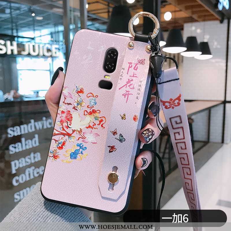 Hoes Oneplus 6 Zacht Siliconen Hanger Chinese Stijl Vintage Scheppend Blauwe