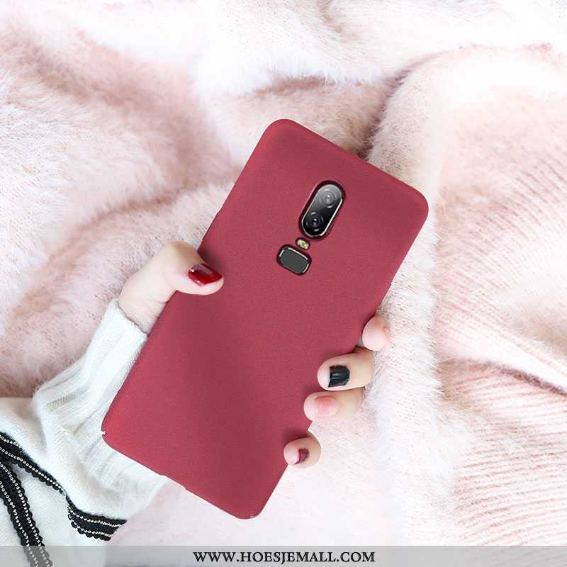 Hoesje Oneplus 6 Schrobben Persoonlijk Rood Net Red Mobiele Telefoon Hoes