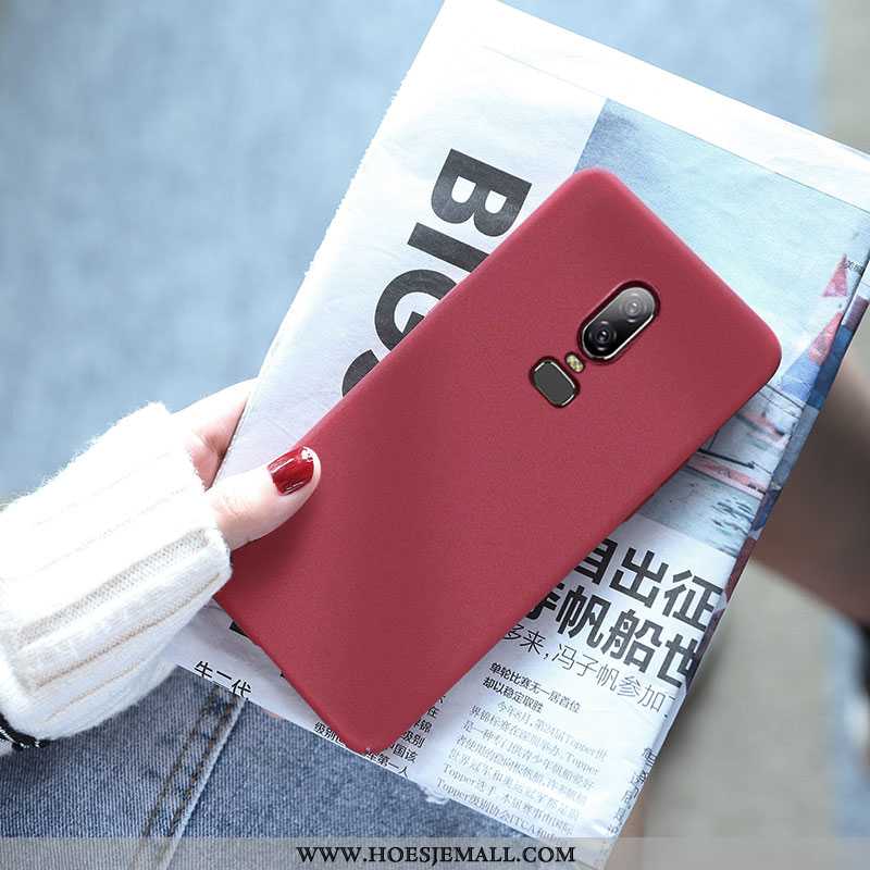 Hoesje Oneplus 6 Schrobben Persoonlijk Rood Net Red Mobiele Telefoon Hoes