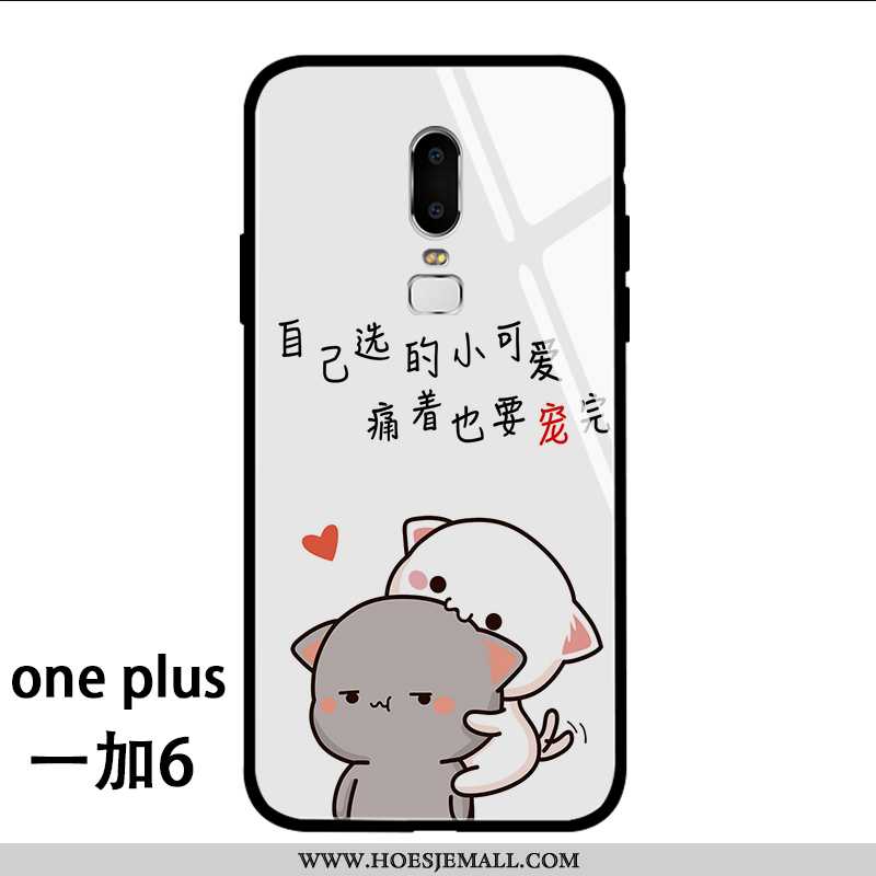 Hoesje Oneplus 6 Spotprent Mooie Wind Wit Scheppend Glas Trend Witte