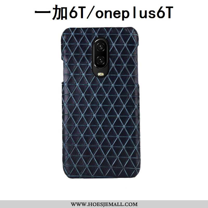 Hoes Oneplus 6t Luxe Echt Leer Mobiele Telefoon Mode Bruin Anti-fall Pas Bruine