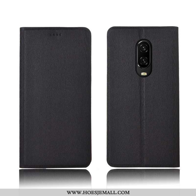 Hoesje Oneplus 6t Patroon Zacht Boom Mobiele Telefoon Leren Bescherming Donkerblauwe