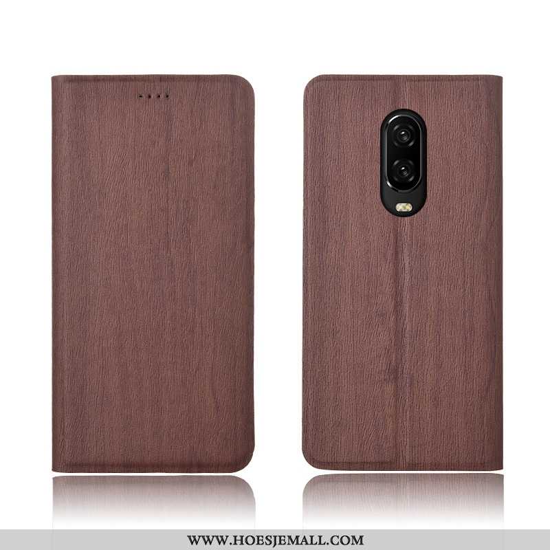 Hoesje Oneplus 6t Patroon Zacht Boom Mobiele Telefoon Leren Bescherming Donkerblauwe