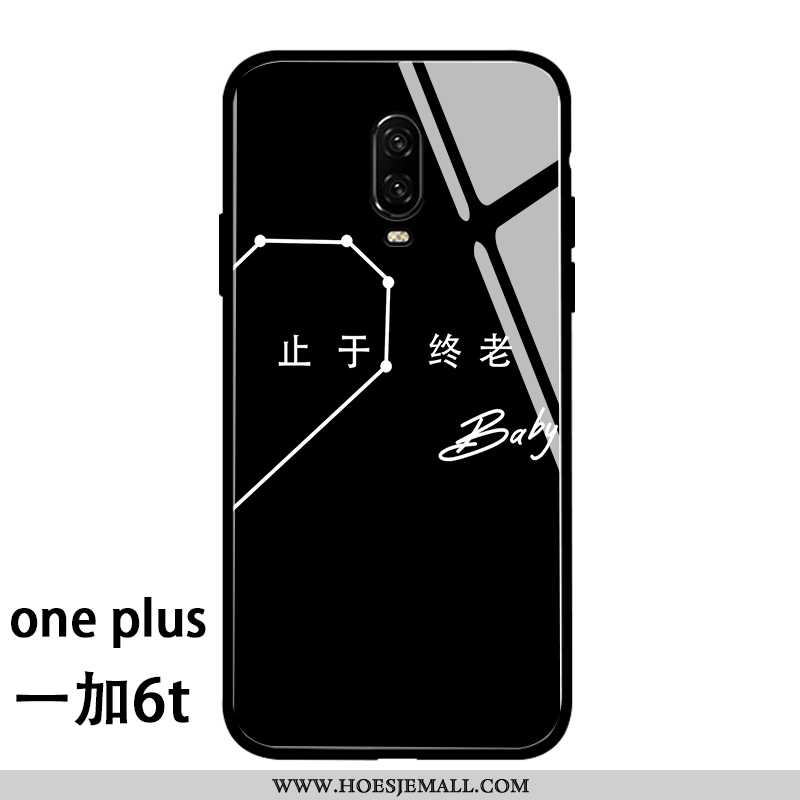 Hoesje Oneplus 6t Glas Persoonlijk Lovers Hoes Mobiele Telefoon Net Red Zacht Witte