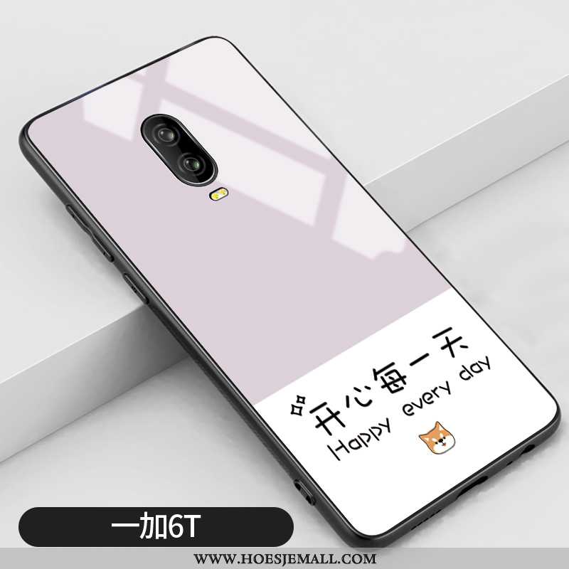 Hoesje Oneplus 6t Trend Siliconen Kunst Purper Mini Eenvoudige