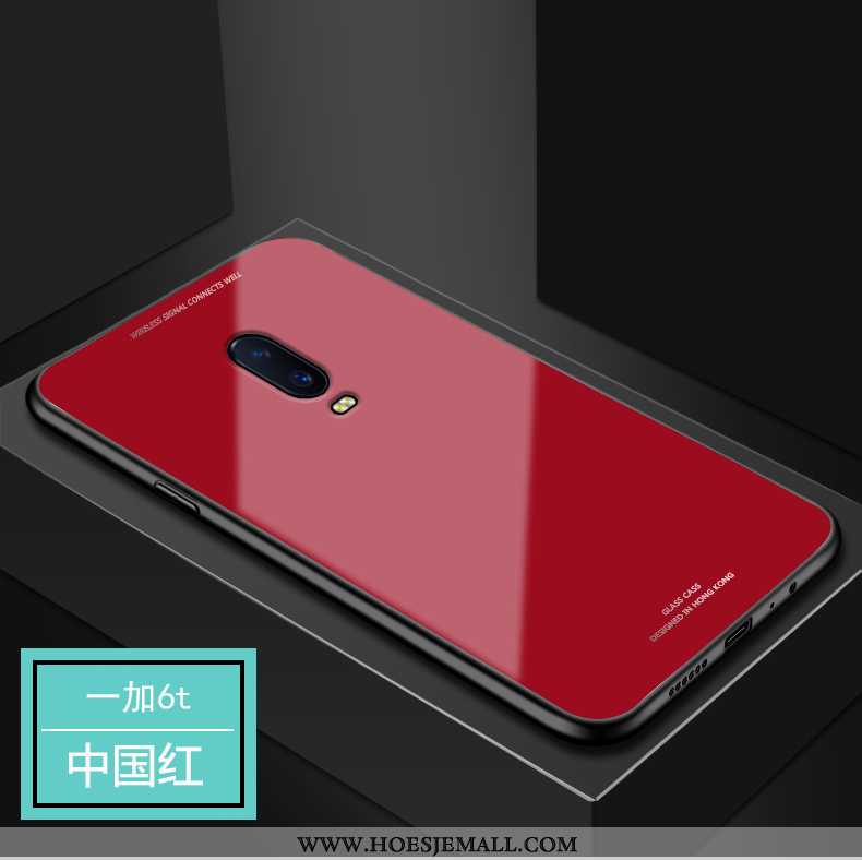 Hoes Oneplus 6t Bescherming Glas Rood All Inclusive Hoesje Anti-fall Mobiele Telefoon