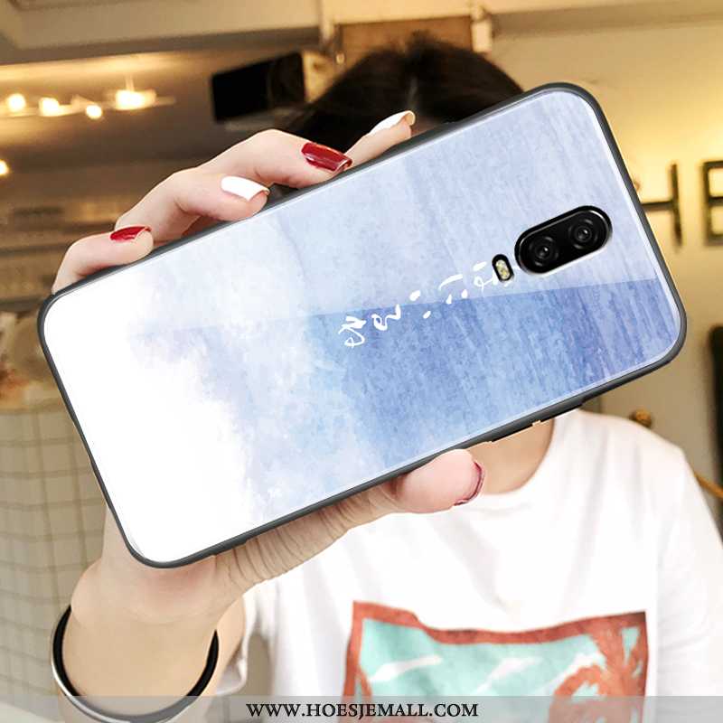 Hoesje Oneplus 6t Glas Persoonlijk Net Red Dun Bescherming Mooie Super Blauwe