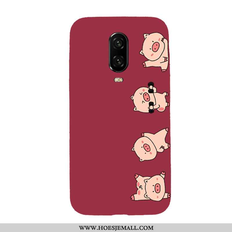 Hoesje Oneplus 6t Spotprent Mooie Mobiele Telefoon Zacht Super Lovers Rood