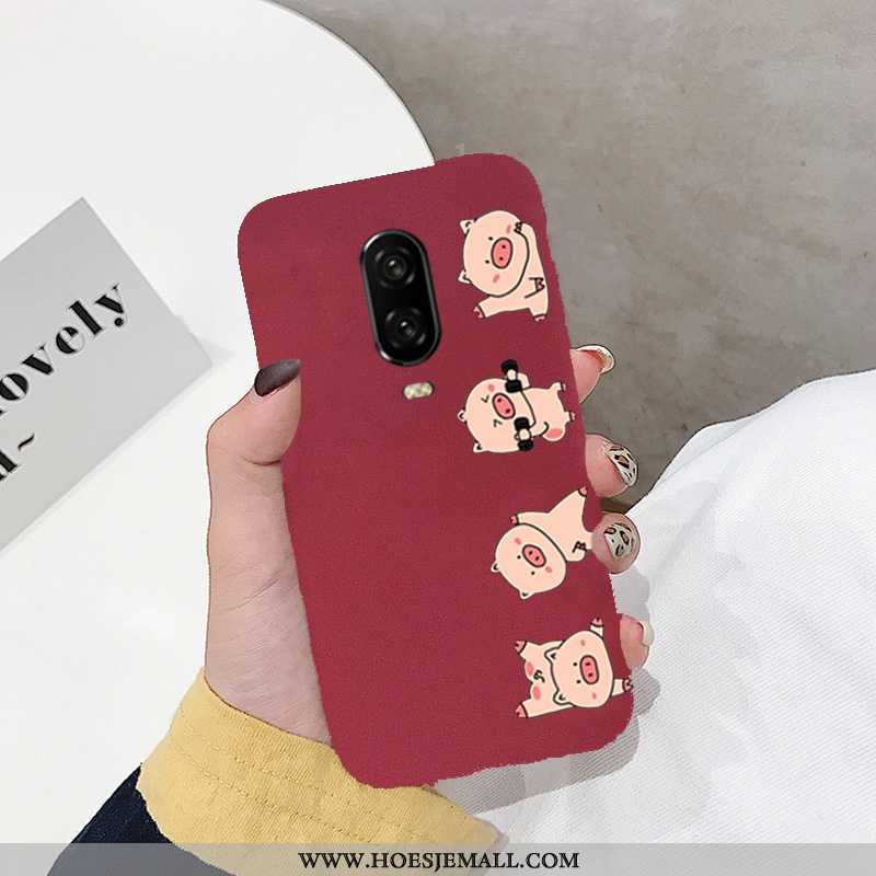 Hoesje Oneplus 6t Spotprent Mooie Mobiele Telefoon Zacht Super Lovers Rood