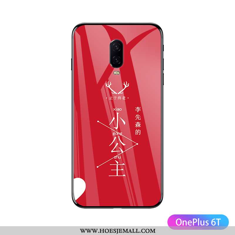 Hoes Oneplus 6t Dun Glas Mobiele Telefoon Persoonlijk Net Red Super Lovers Zwarte